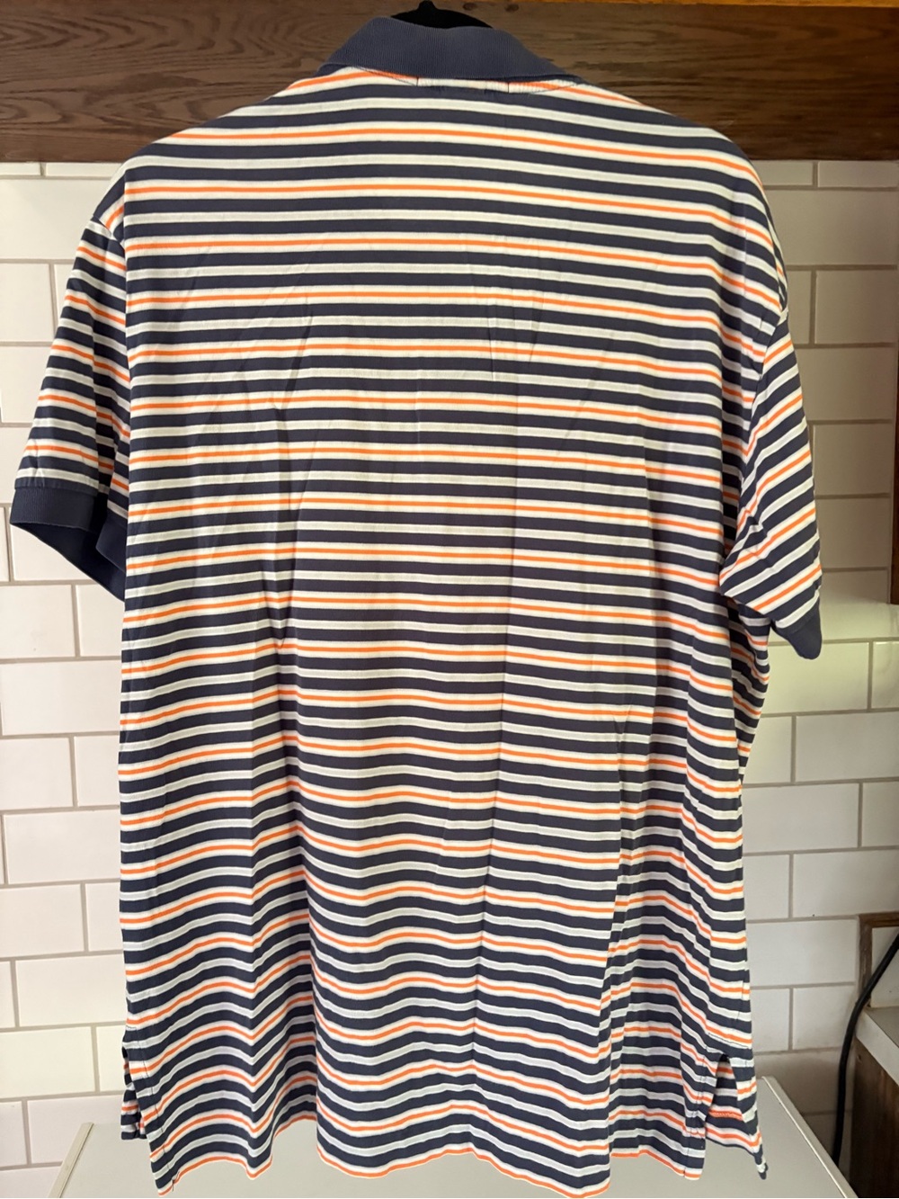 Ralph Lauren Navy, White & Orange Striped Polo